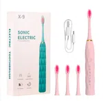 X-9 Sonic Electric Toothbrush - 6 Cleaning Modes with 4 Replacement Brush Heads image 1