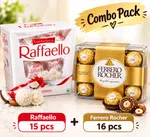 Combo Pack Raffaello 15 pcs and Rocher 16 Pcs box  - Available at AfnoBazar Nepal