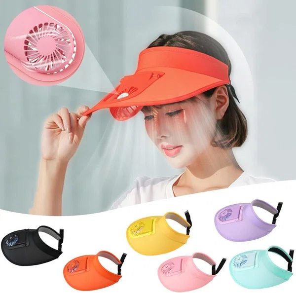 "Portable Breathable Summer Fan Sunhat Mesh Strong Wind Wide Brim Sun Hat Wide Brim / Solar Powered Solar Fan Cap Outdoor Activities" - Available at AfnoBazar Nepal