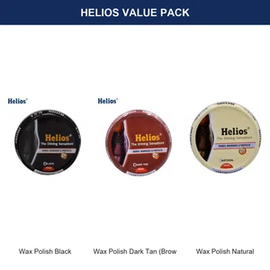 Helios Leather Wax Shoe Polish Value Pack (Set of 3), Black, Brown and Natural - Available at AfnoBazar Nepal