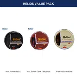 Helios Leather Wax Shoe Polish Value Pack (Set of 3), Black, Brown and Natural - Available at AfnoBazar Nepal