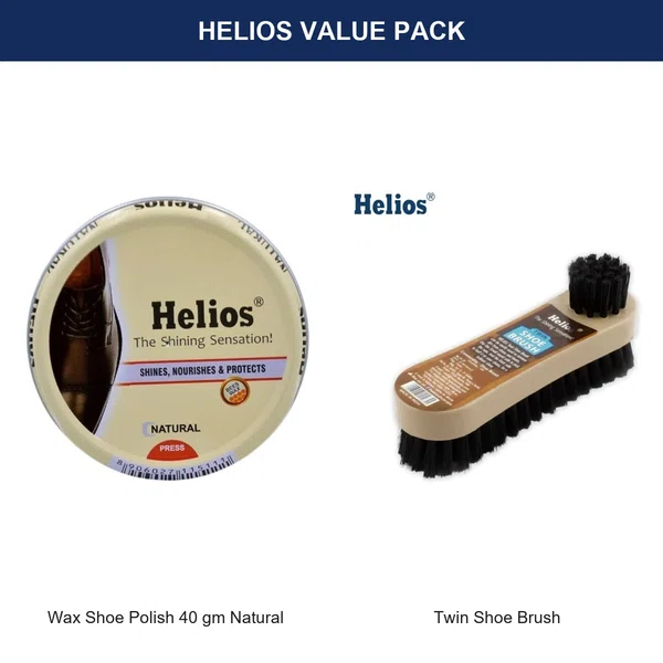 Helios Natural Wax Shoe Polish and Twin Shoe Brush Combo Value Pack - Available at AfnoBazar Nepal
