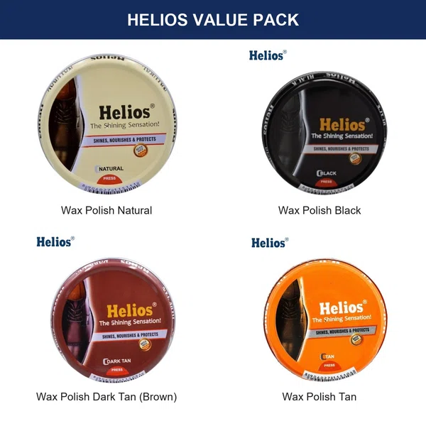 Helios Shoe Wax Polish Value Pack (Natural, Black, Brown and Tan) - Available at AfnoBazar Nepal