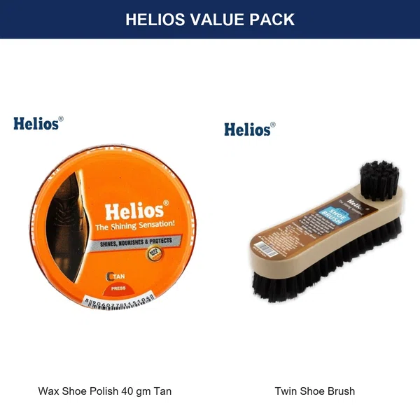 Helios Tan Wax Shoe Polish and Twin Shoe Brush Combo Value Pack - Available at AfnoBazar Nepal