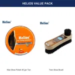 Helios Tan Wax Shoe Polish and Twin Shoe Brush Combo Value Pack - Available at AfnoBazar Nepal