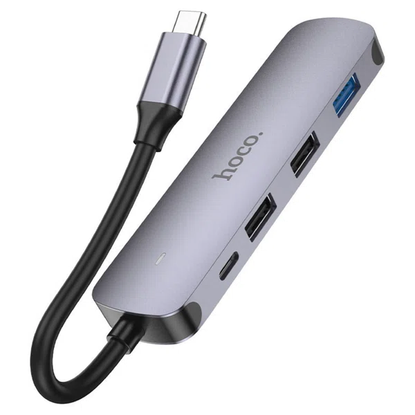 Hoco HB27 Type-C Multi-Function Converter (HDTV+USB3.0+USB2.0*2+PD) (Silver)
