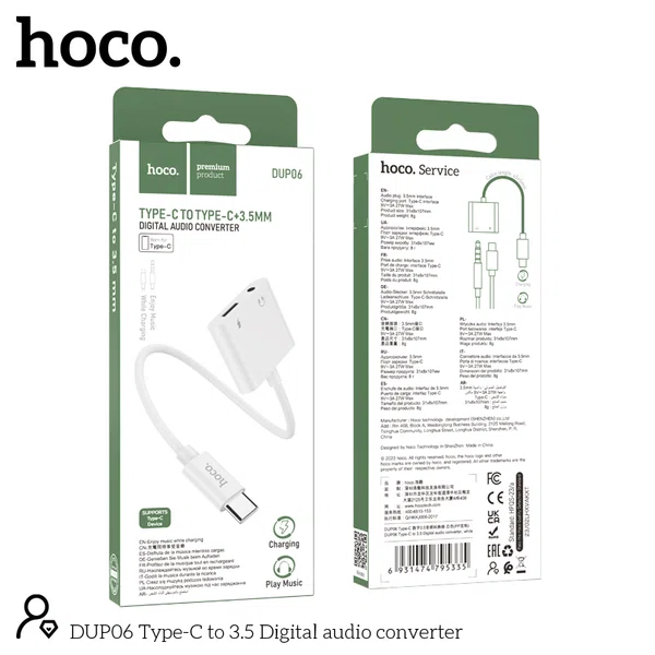 Hoco DUP06 Type-C to Type-C + 3.5mm Digital Audio Converter