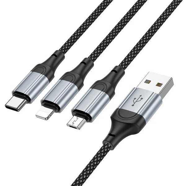 Hoco X102 Fresh 3-in-1 Charging Data Cable (iP+Micro+Type-C) - Available at AfnoBazar Nepal