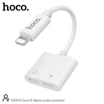 Hoco DUP04 Dual Lightning Digital Audio Converter Adapter (White) - Available at AfnoBazar Nepal