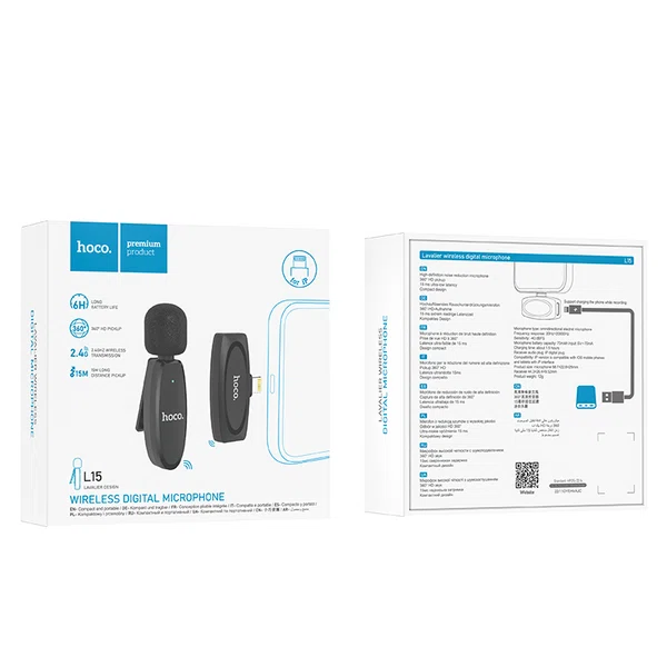 Hoco L15 Lavalier Wireless Digital Microphone for iPhone - Available at AfnoBazar Nepal
