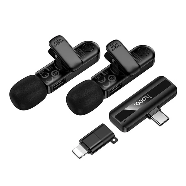 Hoco L20A Fair Dual-Mic Wireless Microphone (iP/Type-C) - Available at AfnoBazar Nepal
