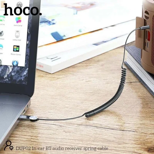 Hoco DUP02 InCar Bluetooth Audio Receiver Spring Cable - Available at AfnoBazar Nepal