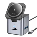 Hoco HB49 Effortless 9-in-1 Type-C Hub with Magnetic Wireless Charging (PD100W) - Available at AfnoBazar Nepal