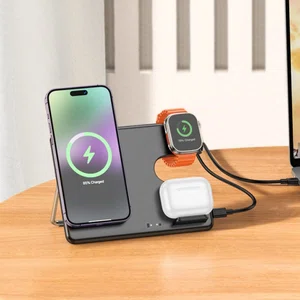 Hoco CQ1 Geek Folding 3-in-1 Magnetic Wireless Fast Charger (for iWatch) - Available at AfnoBazar Nepal