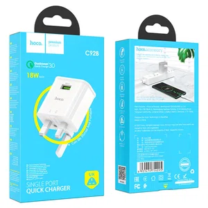 Hoco C92B Starshine Single Port QC3.0 Charger (UK) (White) - Available at AfnoBazar Nepal