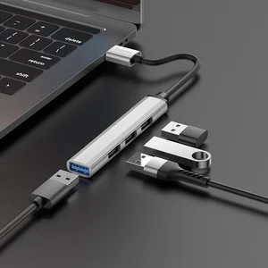 Hoco HB26 4 in 1 Adapter (Type-C to USB3.0+USB2.0*3) (Silver) - Available at AfnoBazar Nepal