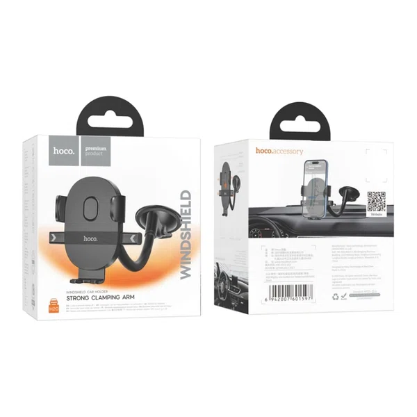 Hoco H20 Mighty One-Button Windshield Car Holder (Black) - Available at AfnoBazar Nepal