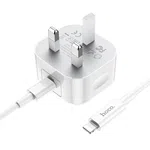 Hoco C91B Founder Single Port PD20W Charger Set (C to iP) (UK) - Available at AfnoBazar Nepal