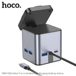 Hoco HB49 Effortless 9-in-1 Type-C Hub with Magnetic Wireless Charging (PD100W) - Available at AfnoBazar Nepal