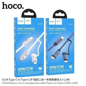 Hoco U134 2-in-1 Fast Charging Cable (PD 27W / 60W, 1.2m) - Available at AfnoBazar Nepal