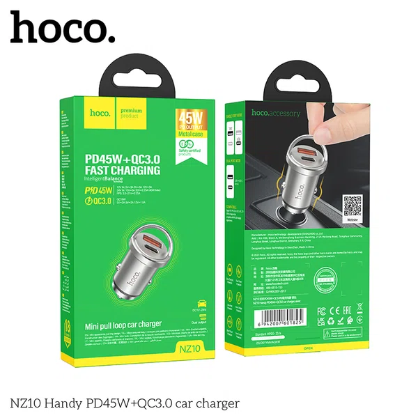 Hoco NZ10 Handy PD45W+QC3.0 Car Charger - Available at AfnoBazar Nepal