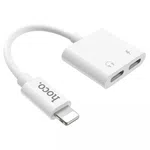 Hoco DUP04 Dual Lightning Digital Audio Converter Adapter (White) - Available at AfnoBazar Nepal