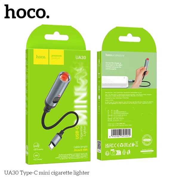 Hoco UA30 Electric Cigarette Lighter Type-C - Available at AfnoBazar Nepal