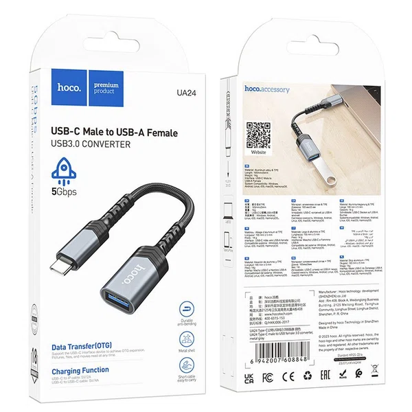 Hoco UA24 Type-C Male to USB Female 3.0 Converter - Available at AfnoBazar Nepal