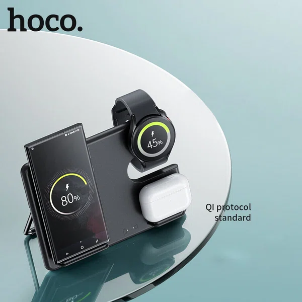 Hoco CQ2 Flash Folding 3-in-1 Wireless Fast Charger (SAM Watch) - Available at AfnoBazar Nepal
