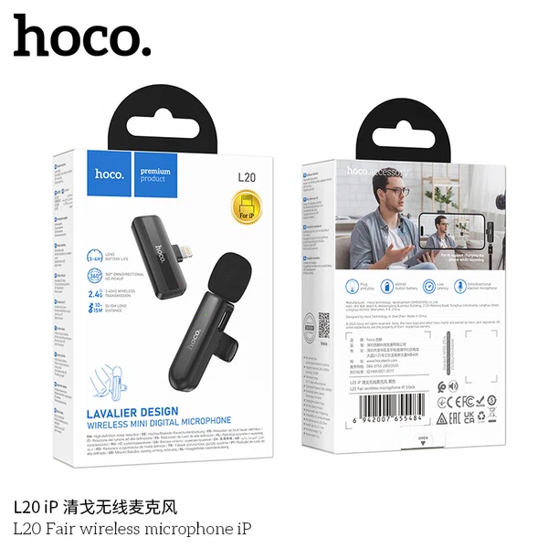 Hoco L20 Fair Wireless Microphone iP - Available at AfnoBazar Nepal
