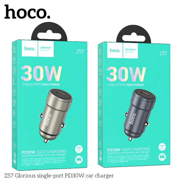 Hoco Z57 Glorious Single-Port PD30W Car Charger - Available at AfnoBazar Nepal