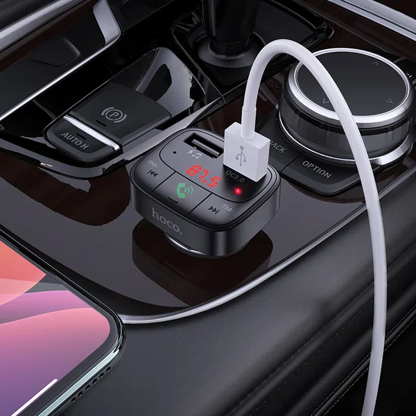 Hoco E59 Car Charger Promise QC3.0 BT FM Transmitter - Available at AfnoBazar Nepal