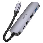 Hoco HB27 Type-C Multi-Function Converter (HDTV+USB3.0+USB2.0*2+PD) (Silver) - Available at AfnoBazar Nepal