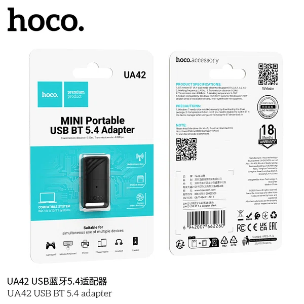 Hoco UA42 Bluetooth 5.4 USB Adapter - Available at AfnoBazar Nepal