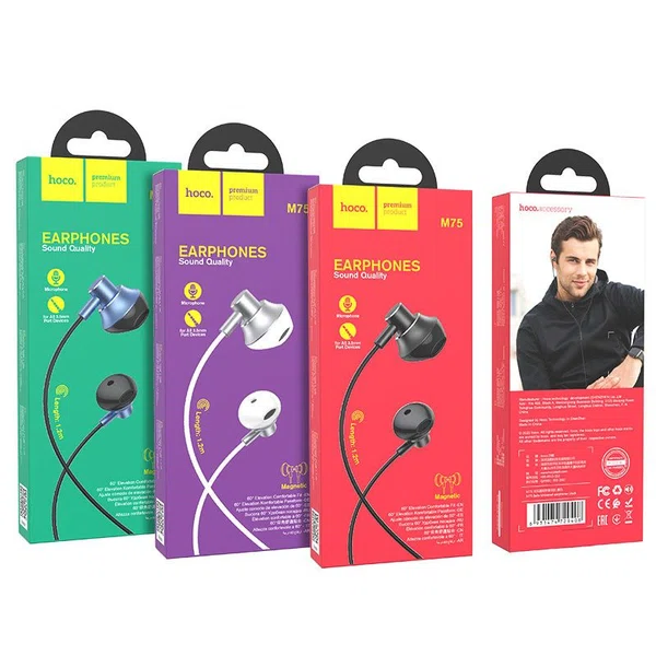 Hoco M75 Belle Wired Earphones with Mic - Available at AfnoBazar Nepal