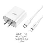Hoco C80 Wall Charger Rapido PD20W + QC3.0 Charger Set (C to iP) (US) - Available at AfnoBazar Nepal