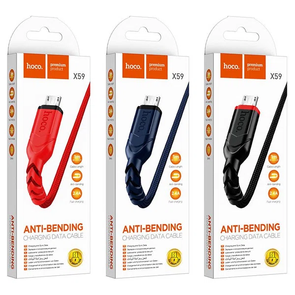 Hoco Cable USB to Micro-USB X59 Victory Charging Data Sync 2m - Available at AfnoBazar Nepal