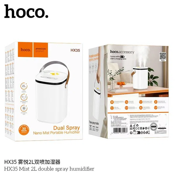 Hoco HX35 Mist 2L Double Spray Humidifier - Available at AfnoBazar Nepal