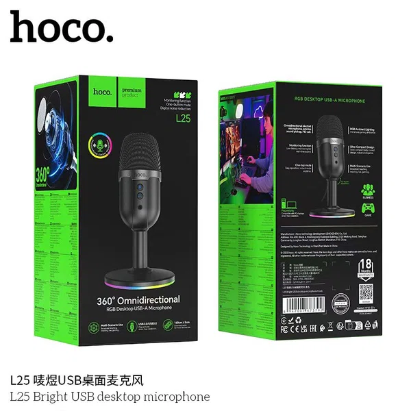 Hoco L25 Bright USB Desktop Microphone - Available at AfnoBazar Nepal