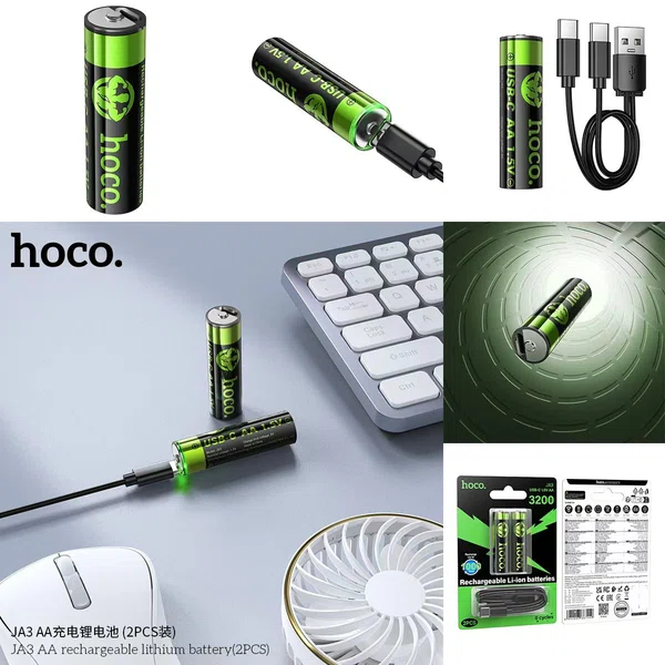 Hoco JA3 AA Rechargeable Lithium Battery - Available at AfnoBazar Nepal