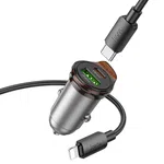 Hoco NZ16A Rigorous 43W Dual Port PD25W+QC3.0 Car Charger Set (C to iP) - Available at AfnoBazar Nepal