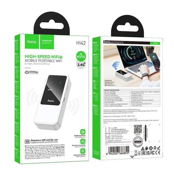 Hoco HI42 Portable 4G Mobile WiFi (Europe, Asia and Africa) - Available at AfnoBazar Nepal