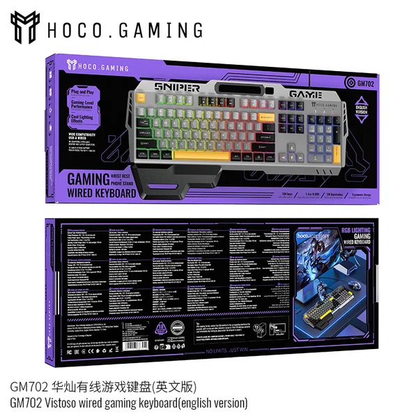 Hoco GM702 Vistoso Wired Gaming Keyboard (English Version) - Available at AfnoBazar Nepal