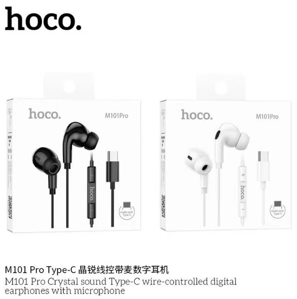 Hoco M101 Pro Crystal Sound Type-C Wire-Controlled Digital Earphones with Microphone - Available at AfnoBazar Nepal