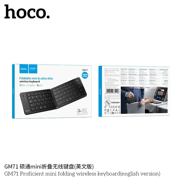 Hoco GM71 Proficient Mini Folding Wireless Keyboard (English/Russian Version) - Available at AfnoBazar Nepal