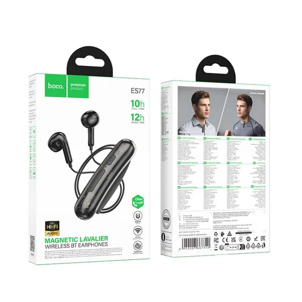 Hoco ES77 Graceful Lavalier Bluetooth Earphone (Black) - Available at AfnoBazar Nepal