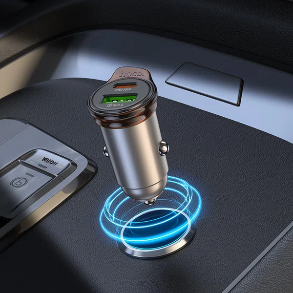 Hoco NZ16A Rigorous 43W Dual Port PD25W+QC3.0 Car Charger - Available at AfnoBazar Nepal