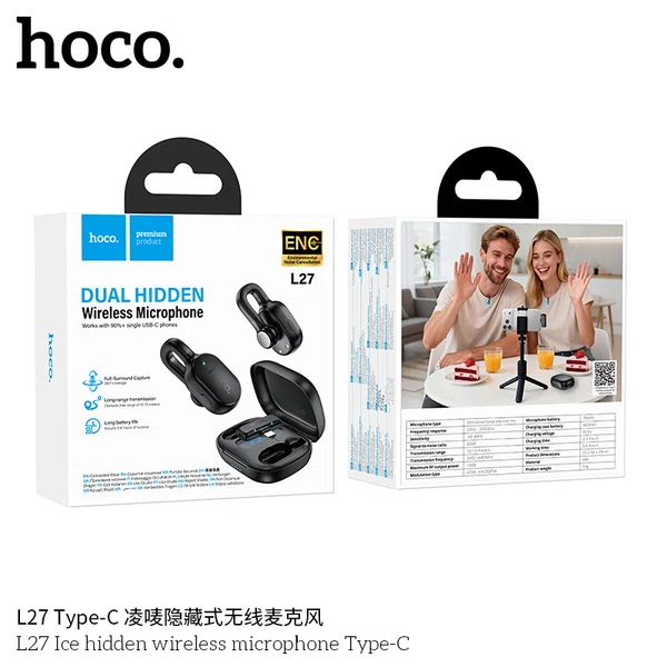 Hoco L27 Ice Type-C Hidden Wireless Microphone - Available at AfnoBazar Nepal