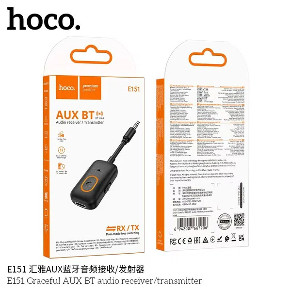 Hoco E151 Graceful AUX BT Audio Receiver/Transmitter - Available at AfnoBazar Nepal