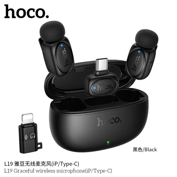 Hoco L19 Graceful Wireless Mobile Microphone (iP/Type-C) - Available at AfnoBazar Nepal